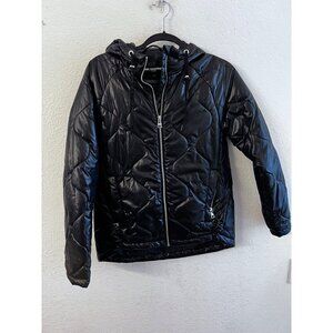 Karl Lagerfeld Paris black quilted puffer coat women size small